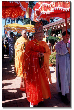 monk leading a ceremony. 